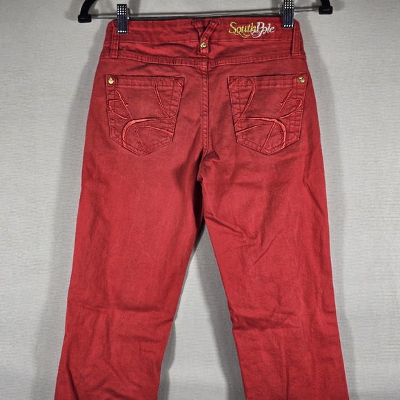 South Pole Straight Leg Jeans‎ Women's 3 Jrs Red Pockets Academia Y2K Casual VTG - Picture 2 of 11